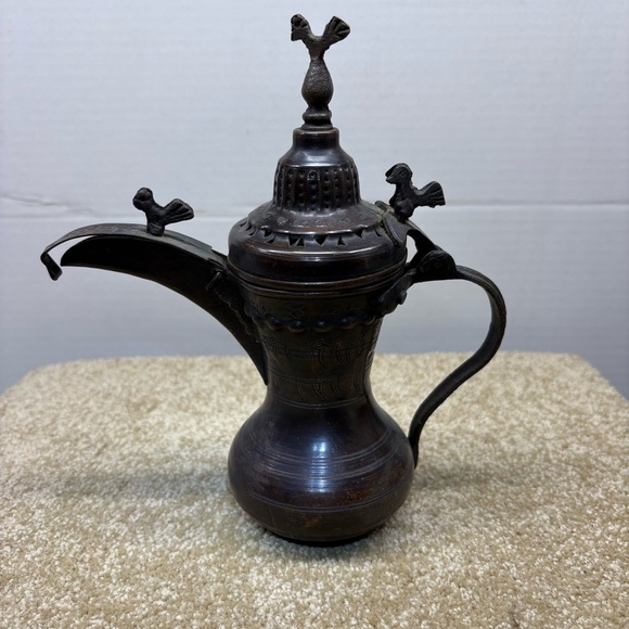 MCM Other - Vintage Turkish Copper Coffee Pot Dallah Arabic 9” Persian Middle East Engraved